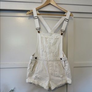 White short overalls- white jean